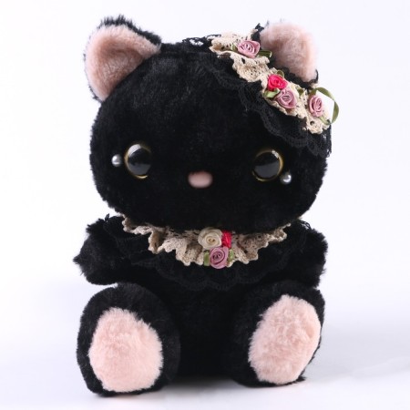 Soft toy "cat" with beads, 22 cm, black color-5