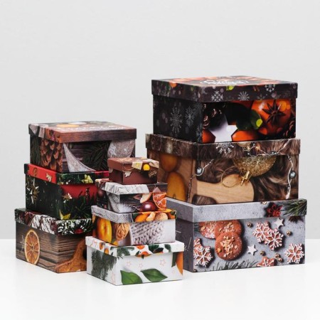 A set of boxes 10 in 1 "Mandarins", 25.5 x 25.5 x 13 - 7 x 7 x 4 cm-1