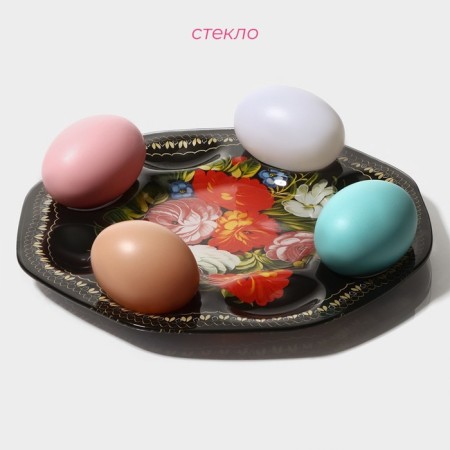 Glass stand for the eggs of the folk motifs, 8 cells, 21.5 × 21.5 cm-1