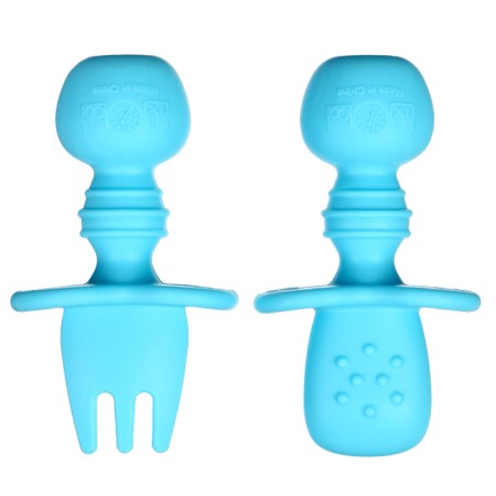 A set of children's cutlery, fork, spoon, blue color-4