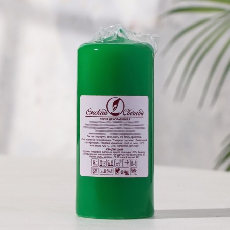 Candle - cylinder, 5x11.5 cm, 25 hours, 175 g, green-1