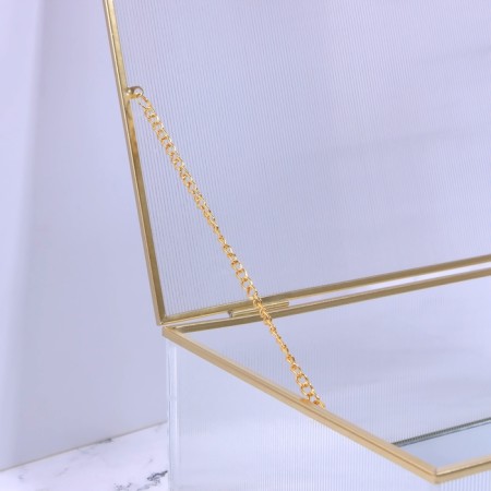 Organizer for storage "Ripples", with a lid, glass, with a mirror -bottom, 1 section, 25 × 17.5 × 8.5 cm, the color is transparent/copper-8