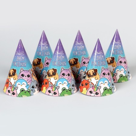 Paper cap “Happy Birthday”, (set 6 pcs)-3