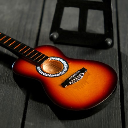 Souvenir guitar "acoustic" brown, on a stand 24x8x2 cm-3