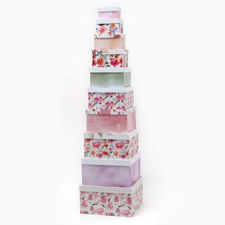 Set of boxes 10 in 1, gift packaging, “Flowers”, 10.2 x 10.2 x 6–28.2 x 28.2 x 15 cm 15 cm-4