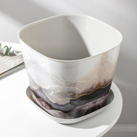 Pot with the pallet "Marble", 5 l, the color is light gray-1