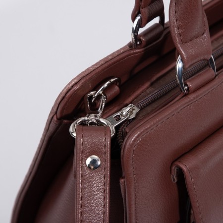 Women's bag El Masta with a zipper, 2 outer pockets, a long belt, coffee color-4