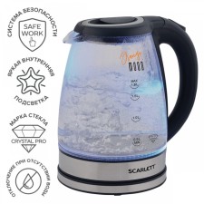 Electric kettle Scarlett SC-EK27G36, glass, 1.8 l, 1800 watts, black-silver