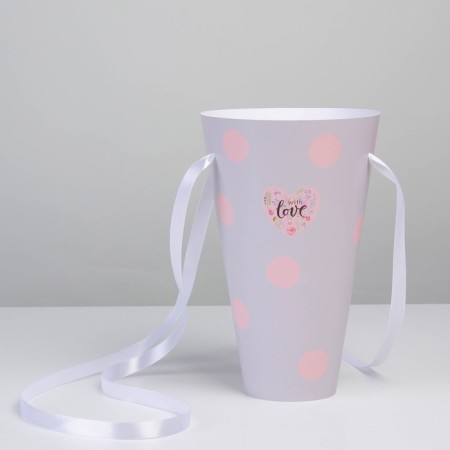 Carriage for flowers round on the belts "With Love", 15 × 23.3 × 7.5 cm, Ø 15 cm-1