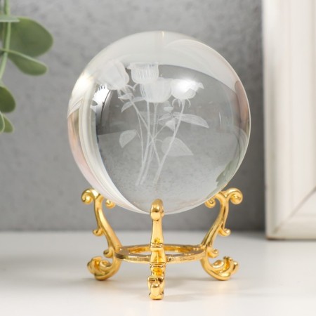 Souvenir glass "Rose" d = 6 cm openwork stand 8.5x6x6 cm-3