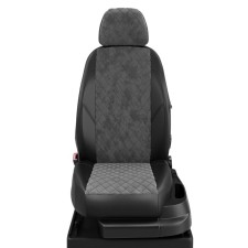 Авточехлы для Toyota Verso 1 с 2009-2012 г., 7 мест, микровэн, алькантара, экокожа, цвет тёмно-серый, чёрный