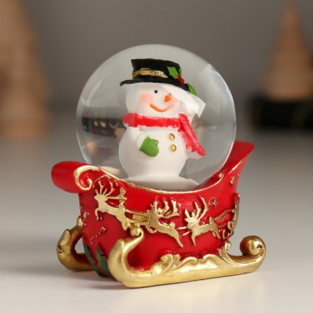 Souvenir Polystone Water Ball "New Year's train and sled" set of 4 pcs 24.7x4.5x6 cm-2