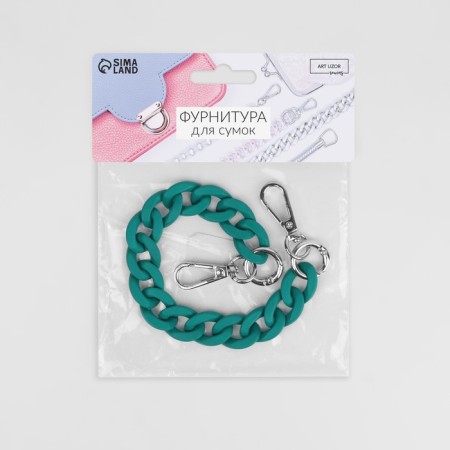 A chain for a bag, with carbines, plastic, 23 × 17 mm, 30 cm, green/silver color-5