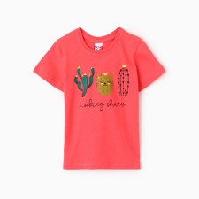 T -shirt for girls, coral color, height 122 cm