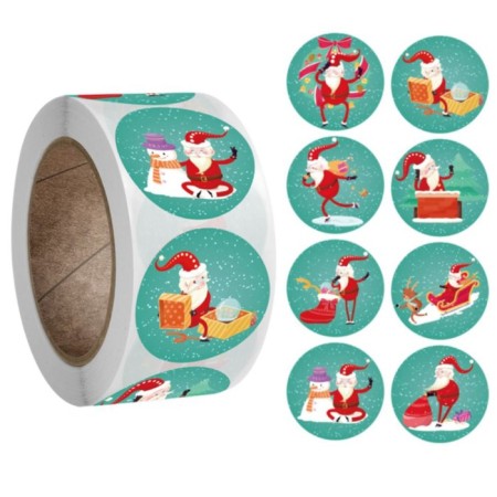 Stick Paper "Grandfather Frost" d = 2.5 cm 500 pcs in a roll 3x6.5x6.5 cm