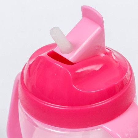 Children's stroke with silicone tube, 260 ml., With handles, pink color-2