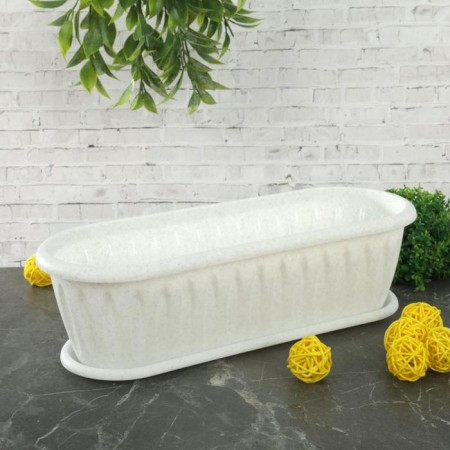 A cactus pot with a felicia tray, 1.5 l, the color is marble