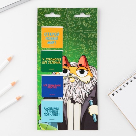 Magnetic bookmarks in a postcard, 4 pcs "Scientists' cats"-2