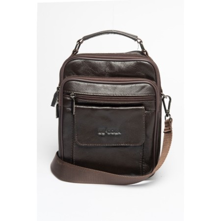 Bag Cross-Body Men, genuine leather de-gosa brown, 17x9x23 cm