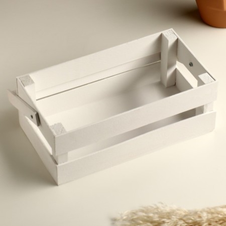 Wooden Kashpo 24.5 × 13.5 × 9 cm "Two Light", two -string, white give beautifully-4