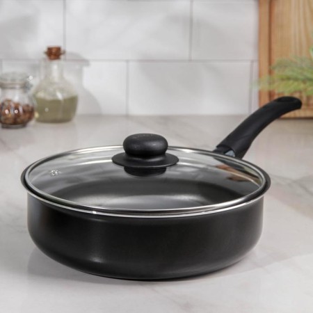 Steven Consul, 2.8 l, d = 24 cm, glass cover, plastic handle, anti -stick coating, black color
