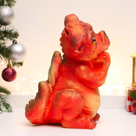 Piggy bank "Dragon Ushastik" 26x20cm, red with gold-3