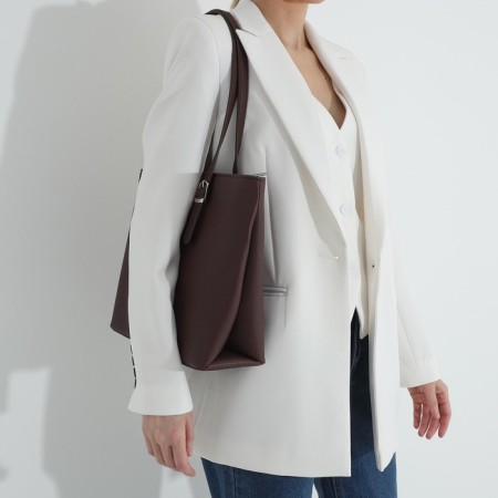 L-Craft tout bag with lightning, external pocket, burgundy color-6