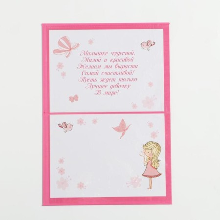 Folder for the birth certificate "Collage", for a girl, a5-2