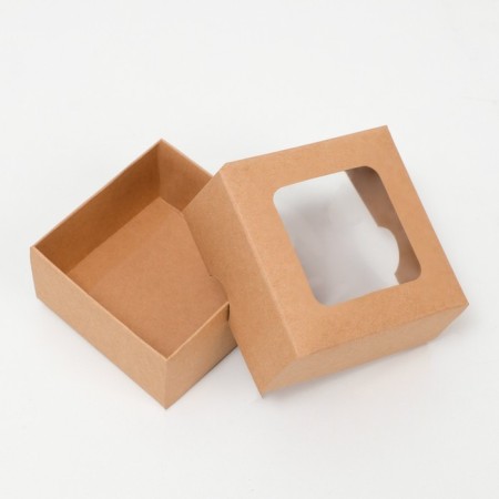 The box is folding, the lid is, with the window, craft, 8 x 8 x 4 cm-2