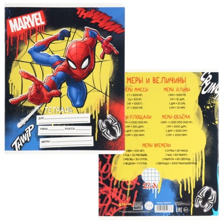 Notebook in a cage 12 sheets, 5 types of mix, cover coated cardboard, spider-man-5