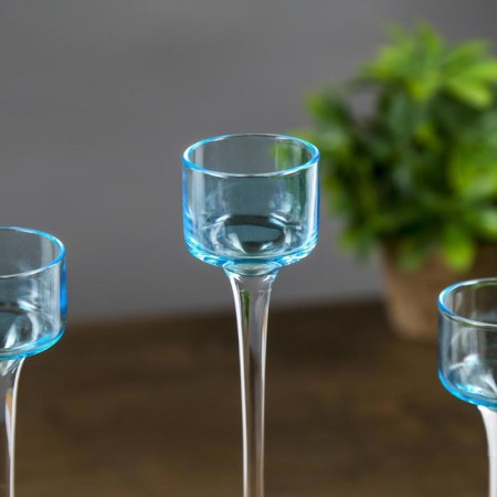 Glass Sight Set 3 pcs "Transparency of thoughts" height 26cm, 23 cm, 20 cm blue-2