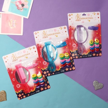 Hair set "Little Angel" (2 invisibility, 12 elastic bands, 1 mirror, 1 comb)-1