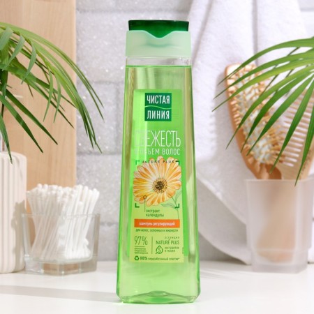 Hair shampoo clean line “regulatory”, freshness and volume, 400 ml
