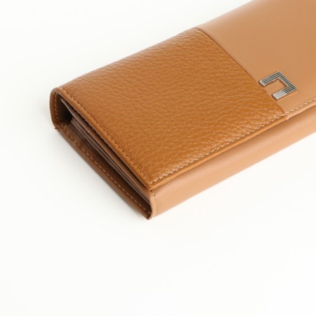 Women's wallet on magnets, brown/beige color-2