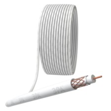 Coaxial cable RG-6U, 75 Ohms, Cu/(Cu braid 64%), PVC, white color, bay 100 m