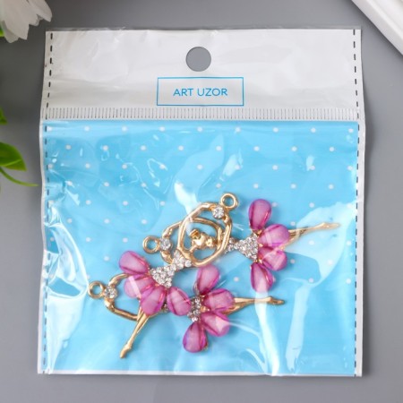 Decor for creativity Metal "Ballerina in the pink pack" gold, rhinestones 6x2.8 cm-3