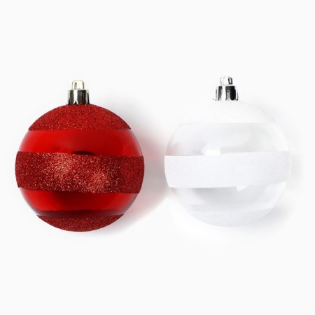 Christmas balls Christmas balls, for the New Year, D = 7 cm, 2 pcs., White and red color-1