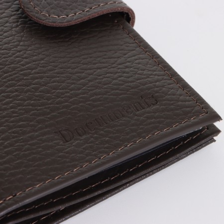 Cover for autoodocuments and passports on the button, textura, brown color-9