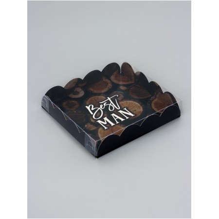 Cookie box, confectionery packaging, "man", 15 x 15 x 3 cm