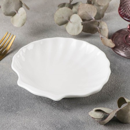 Porcelain-porcelain dish Wilmax shelley, d = 15 cm, white color-1