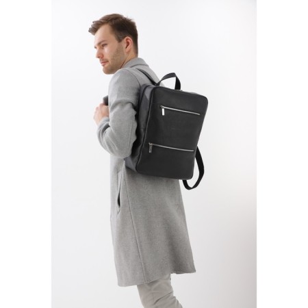 Male backpack made of genuine leather with lightning, igermann, black color-5