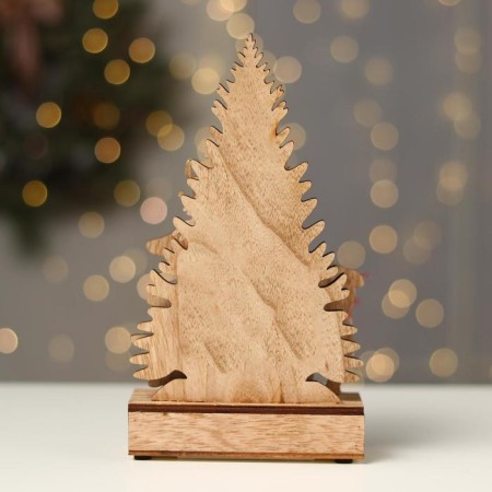 New Year's decor with backlight "Christmas trees and a deer with a bell" 6 × 4 × 23 cm, red-3