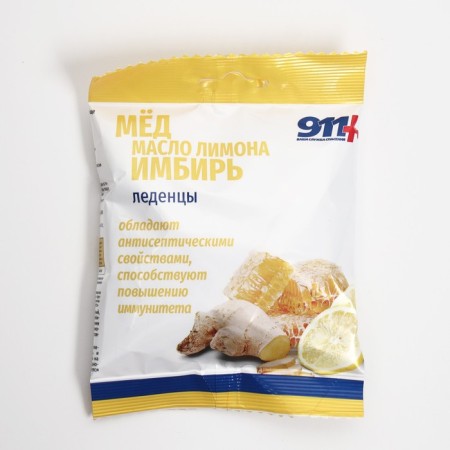 Lemo -911 coughing candies, lemon oil, ginger, 50 g
