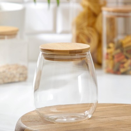 Glass Bank for bulk products with bamboo lid Bellatenero Eco, 750 ml, 11 × 12.5 cm