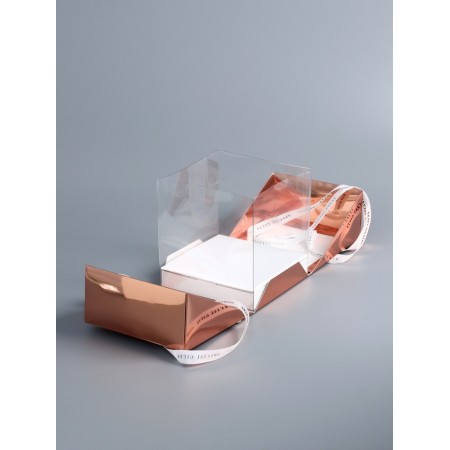 Box under a bento-port with ribbons, pink-gold, 21 x 21 x 25 cm-2
