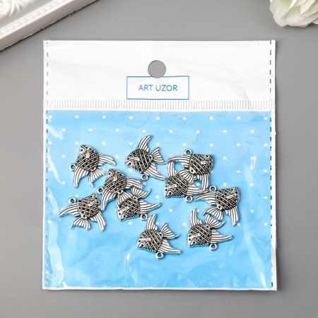 Decor metal for creativity "Pattern fish" (A11934) 2.2x2 cm-3