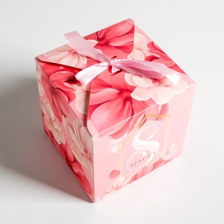 Gift folding box, packaging, “March 8”, 12 x 12 x 12 cm-3