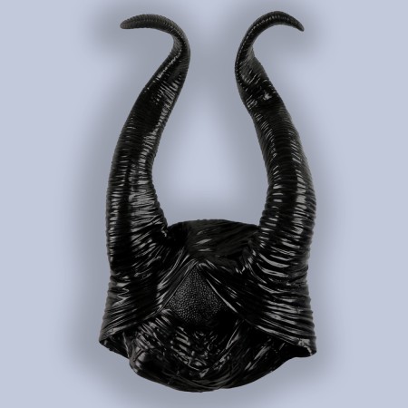 Carnival headdress with curved horns, black color-3
