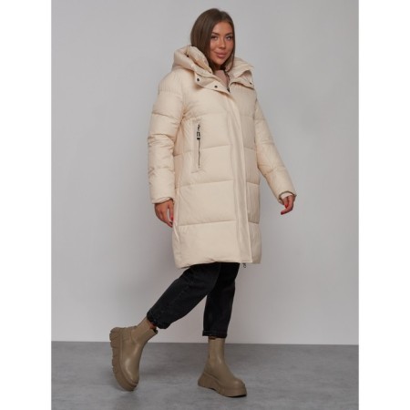 Coat insulated winter female, size 46, beige color-2