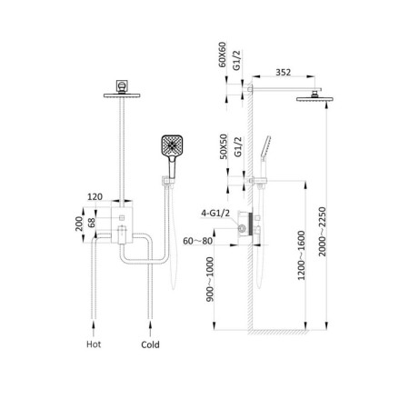 The shower system Vincea NEXT VSFW-1N1ch, built-in, tropical shower, shower, chromium 1001401-2